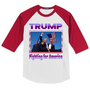 Trump Fighting For America Kids Colorblock Raglan Jersey