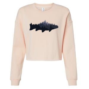 Trout Fly Fishing Nature Outdoor Fisherman Gift Cropped Pullover Crew