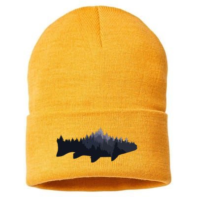 Trout Fly Fishing Nature Outdoor Fisherman Gift Sustainable Knit Beanie