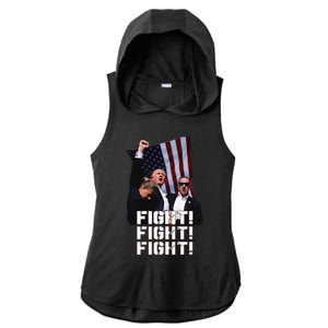 Trump Fight Fight Fight Ladies PosiCharge Tri-Blend Wicking Draft Hoodie Tank