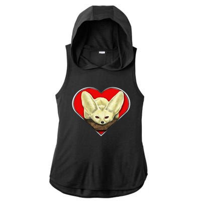 Tiny Fennec Fox Ladies PosiCharge Tri-Blend Wicking Draft Hoodie Tank