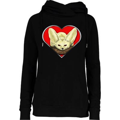 Tiny Fennec Fox Womens Funnel Neck Pullover Hood