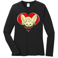 Tiny Fennec Fox Ladies Long Sleeve Shirt