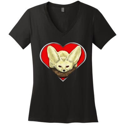 Tiny Fennec Fox Women's V-Neck T-Shirt