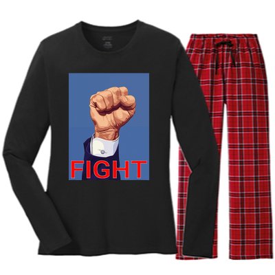 Trump Fist. Fight Fight Fight Women's Long Sleeve Flannel Pajama Set 