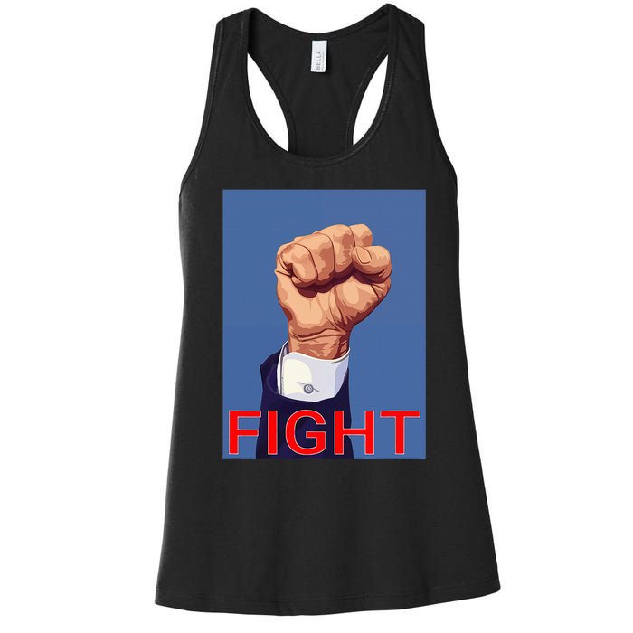 Trump Fist. Fight Fight Fight Women's Racerback Tank