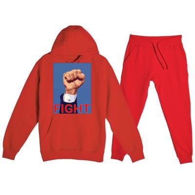 Trump Fist. Fight Fight Fight Premium Hooded Sweatsuit Set