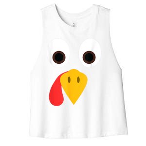 Turkey Face Funny Thanksgiving Women's Racerback Cropped Tank