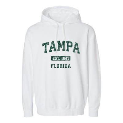 Tampa Florida Fl Vintage Athletic Sports Design Garment-Dyed Fleece Hoodie