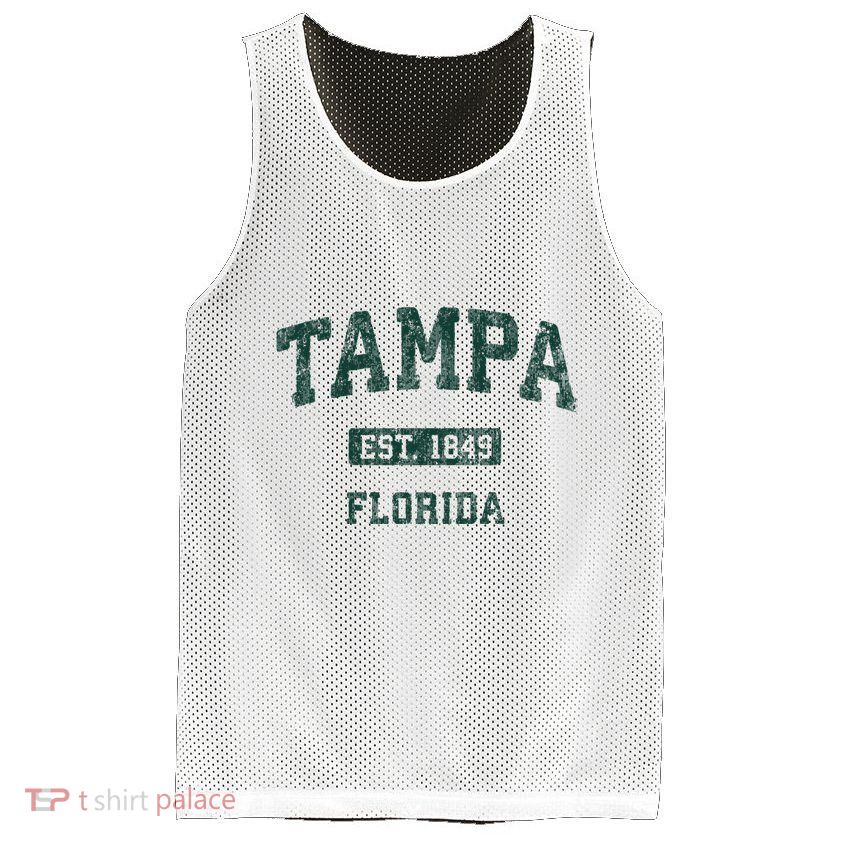 Tampa Florida Fl Vintage Athletic Sports Design Mesh Reversible Basketball Jersey Tank