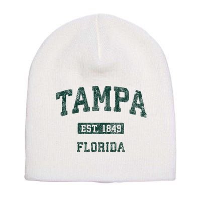 Tampa Florida Fl Vintage Athletic Sports Design Short Acrylic Beanie