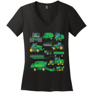 Tractor Farmer Farming Trucks Farm Girls Kids Women's V-Neck T-Shirt