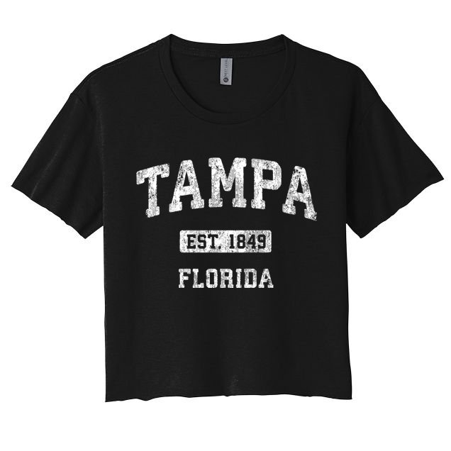 Tampa Florida Fl Vintage Athletic Sports Design Crop Top
