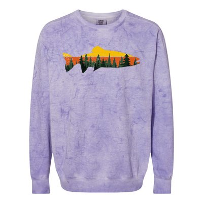 Trout Fly Fishing Outdoor Forest Nature Wildlife Fisherman Colorblast Crewneck Sweatshirt