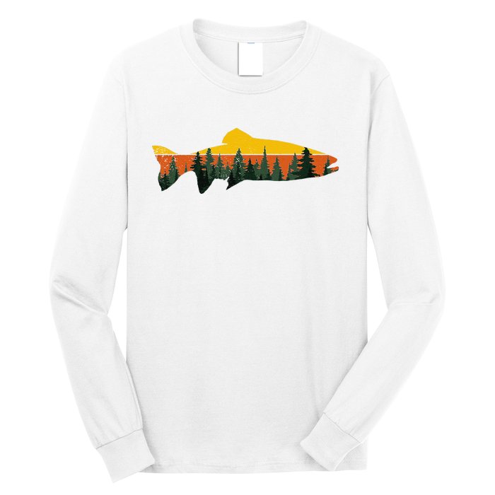 Trout Fly Fishing Outdoor Forest Nature Wildlife Fisherman Long Sleeve Shirt