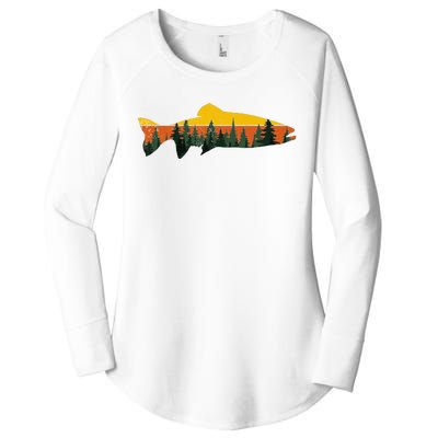 Trout Fly Fishing Outdoor Forest Nature Wildlife Fisherman Women's Perfect Tri Tunic Long Sleeve Shirt