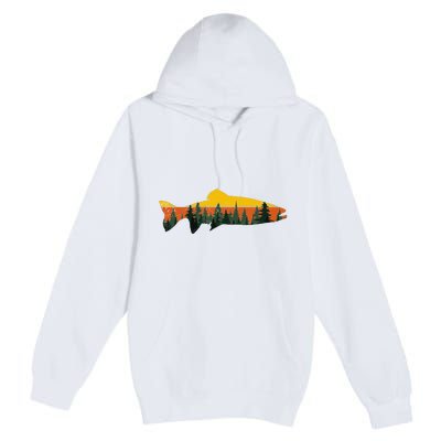 Trout Fly Fishing Outdoor Forest Nature Wildlife Fisherman Premium Pullover Hoodie