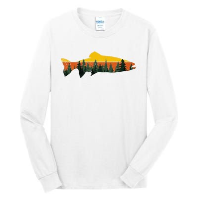 Trout Fly Fishing Outdoor Forest Nature Wildlife Fisherman Tall Long Sleeve T-Shirt