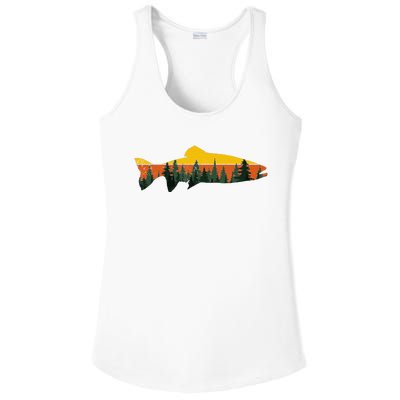 Trout Fly Fishing Outdoor Forest Nature Wildlife Fisherman Ladies PosiCharge Competitor Racerback Tank