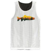 Trout Fly Fishing Outdoor Forest Nature Wildlife Fisherman Mesh Reversible Basketball Jersey Tank