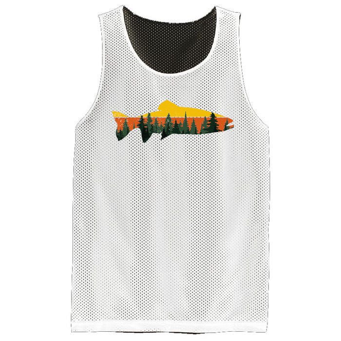 Trout Fly Fishing Outdoor Forest Nature Wildlife Fisherman Mesh Reversible Basketball Jersey Tank