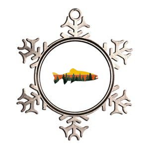 Trout Fly Fishing Outdoor Forest Nature Wildlife Fisherman Metallic Star Ornament