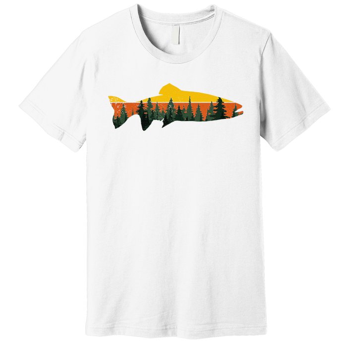 Trout Fly Fishing Outdoor Forest Nature Wildlife Fisherman Premium T-Shirt