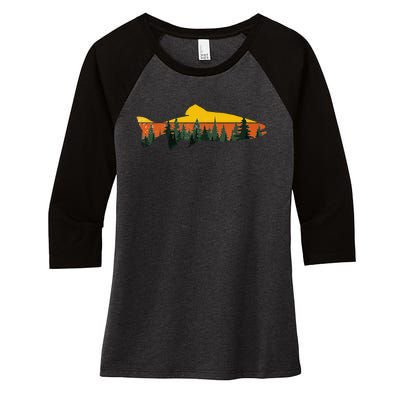 Trout Fly Fishing Outdoor Forest Nature Wildlife Fisherman Women's Tri-Blend 3/4-Sleeve Raglan Shirt