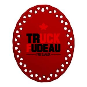 Truck Fudeau Fuck Free Canada Ceramic Oval Ornament