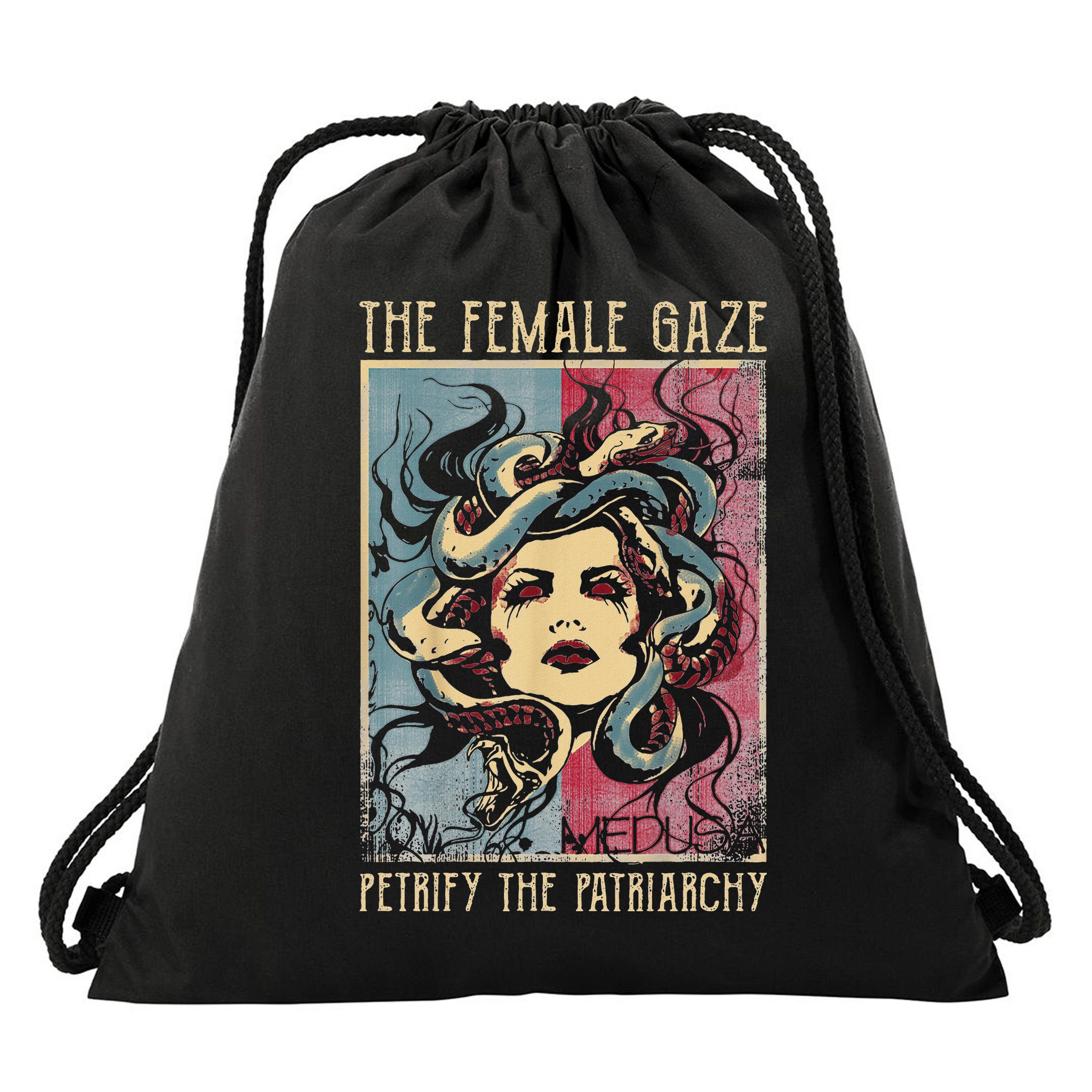 The Female Gaze Petrify The Patriarchy Medusa Drawstring Bag
