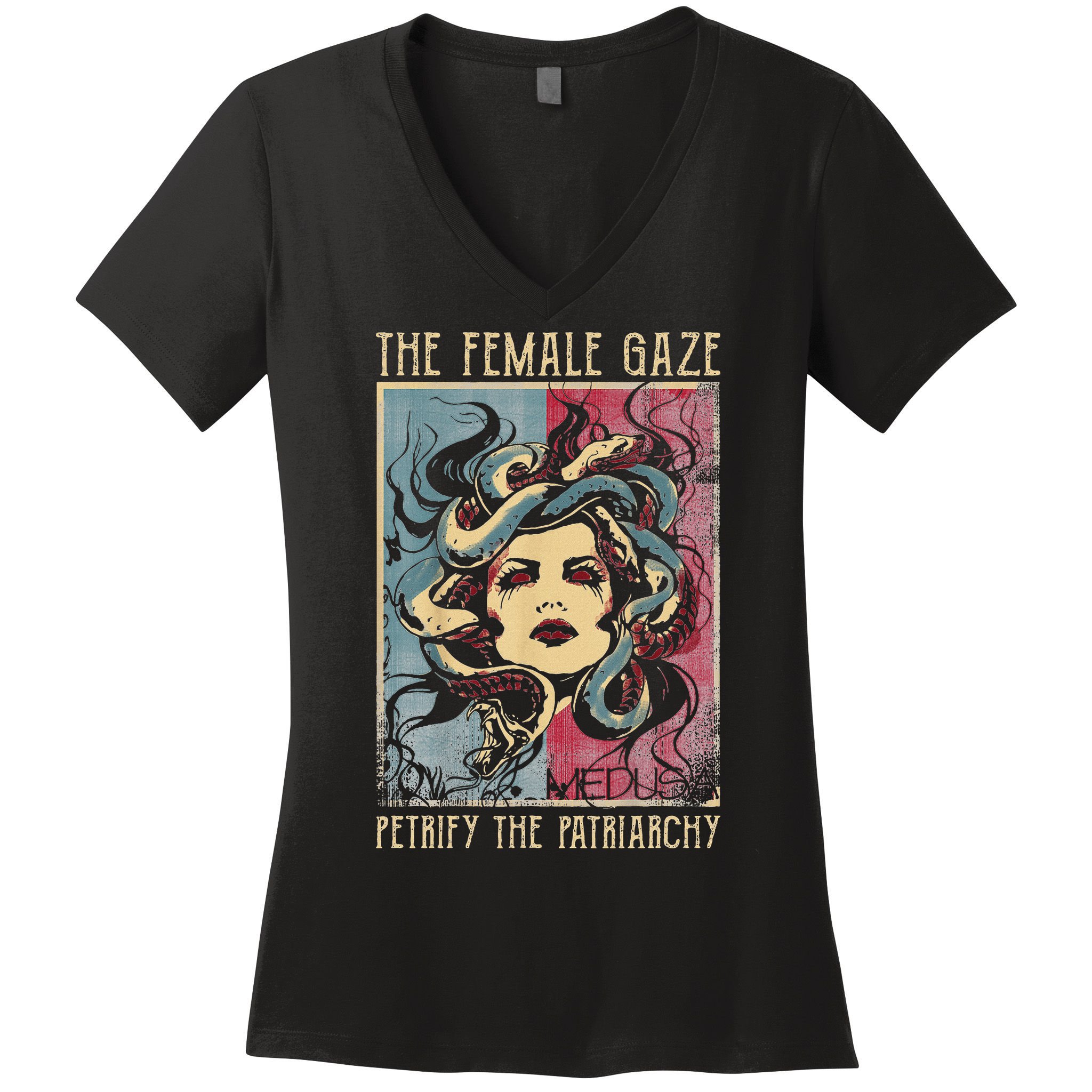 The Female Gaze Petrify The Patriarchy Medusa Women's V-Neck T-Shirt