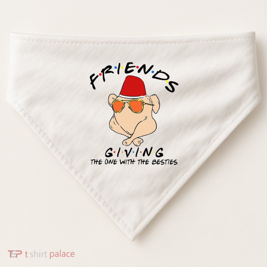 Turkey Friends Giving Happy Friendsgiving Funny Thanksgiving USA-Made Doggie Bandana