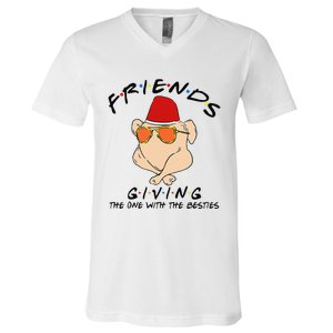 Turkey Friends Giving Happy Friendsgiving Funny Thanksgiving V-Neck T-Shirt