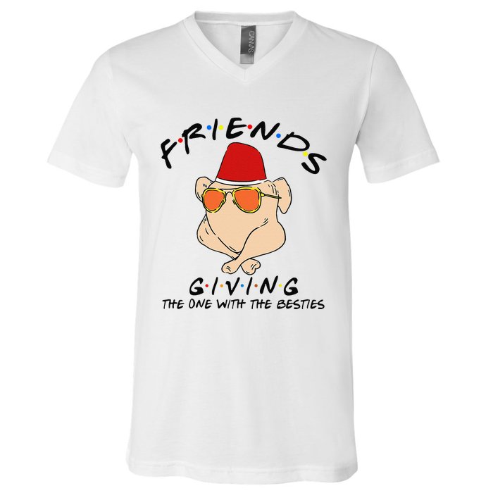 Turkey Friends Giving Happy Friendsgiving Funny Thanksgiving V-Neck T-Shirt