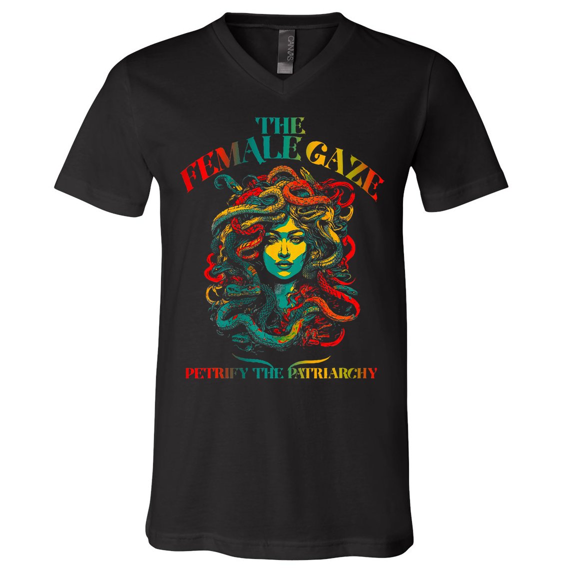 The Female Gaze Petrify The Patriarchy Medusa V-Neck T-Shirt