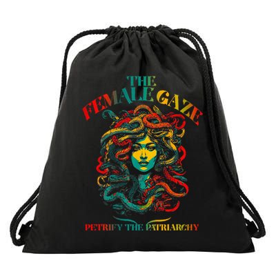The Female Gaze Petrify The Patriarchy Medusa Drawstring Bag