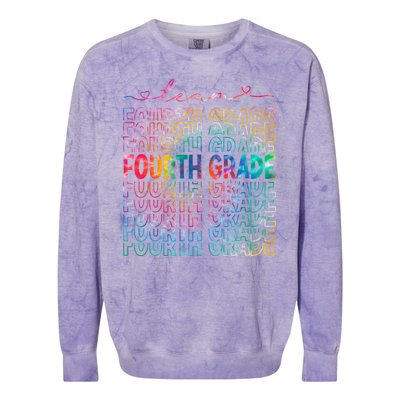 Team Fourth Grade Tie Dye Back To School 4th Grade Teacher Colorblast Crewneck Sweatshirt