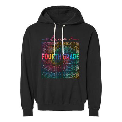 Team Fourth Grade Tie Dye Back To School 4th Grade Teacher Garment-Dyed Fleece Hoodie