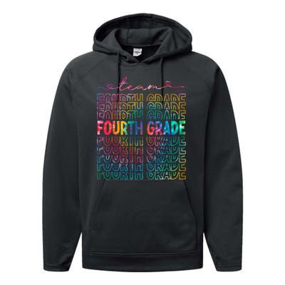 Team Fourth Grade Tie Dye Back To School 4th Grade Teacher Performance Fleece Hoodie