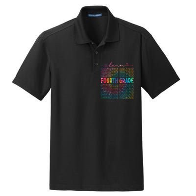 Team Fourth Grade Tie Dye Back To School 4th Grade Teacher Dry Zone Grid Polo