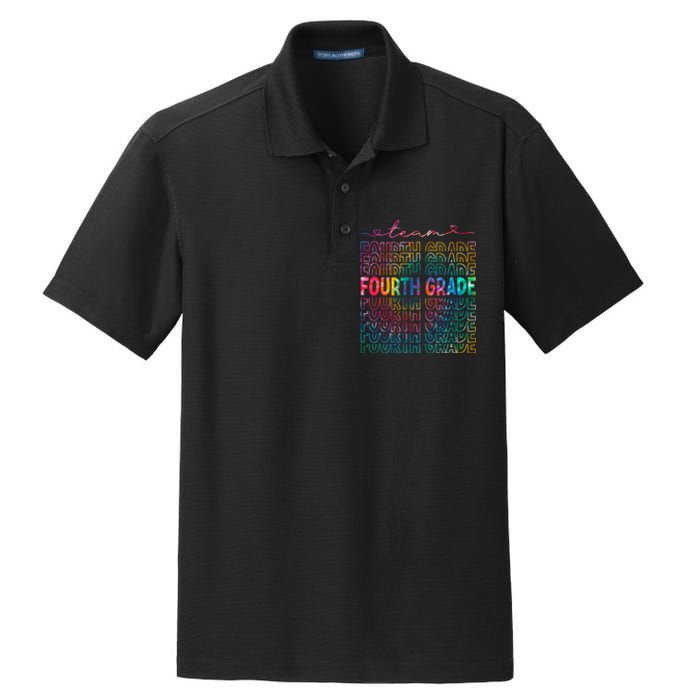 Team Fourth Grade Tie Dye Back To School 4th Grade Teacher Dry Zone Grid Polo