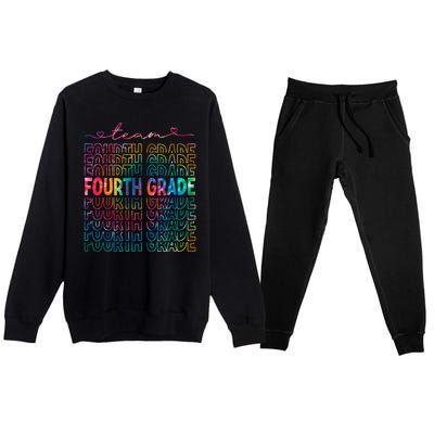 Team Fourth Grade Tie Dye Back To School 4th Grade Teacher Premium Crewneck Sweatsuit Set