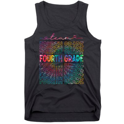 Team Fourth Grade Tie Dye Back To School 4th Grade Teacher Tank Top