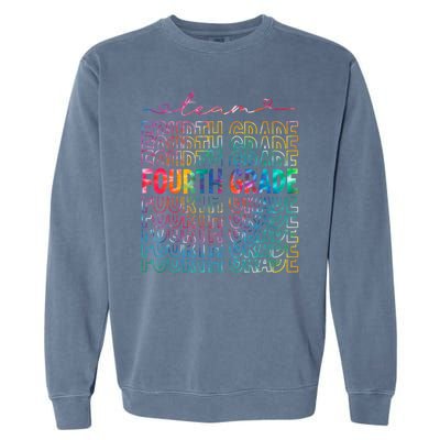 Team Fourth Grade Tie Dye Back To School 4th Grade Teacher Garment-Dyed Sweatshirt