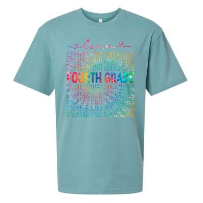 Team Fourth Grade Tie Dye Back To School 4th Grade Teacher Sueded Cloud Jersey T-Shirt