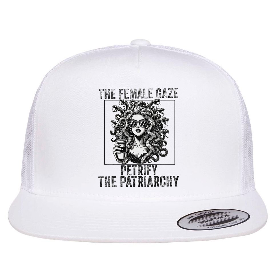 The Female Gaze Petrify The Patriarchy Medusa Feminisit Flat Bill Trucker Hat