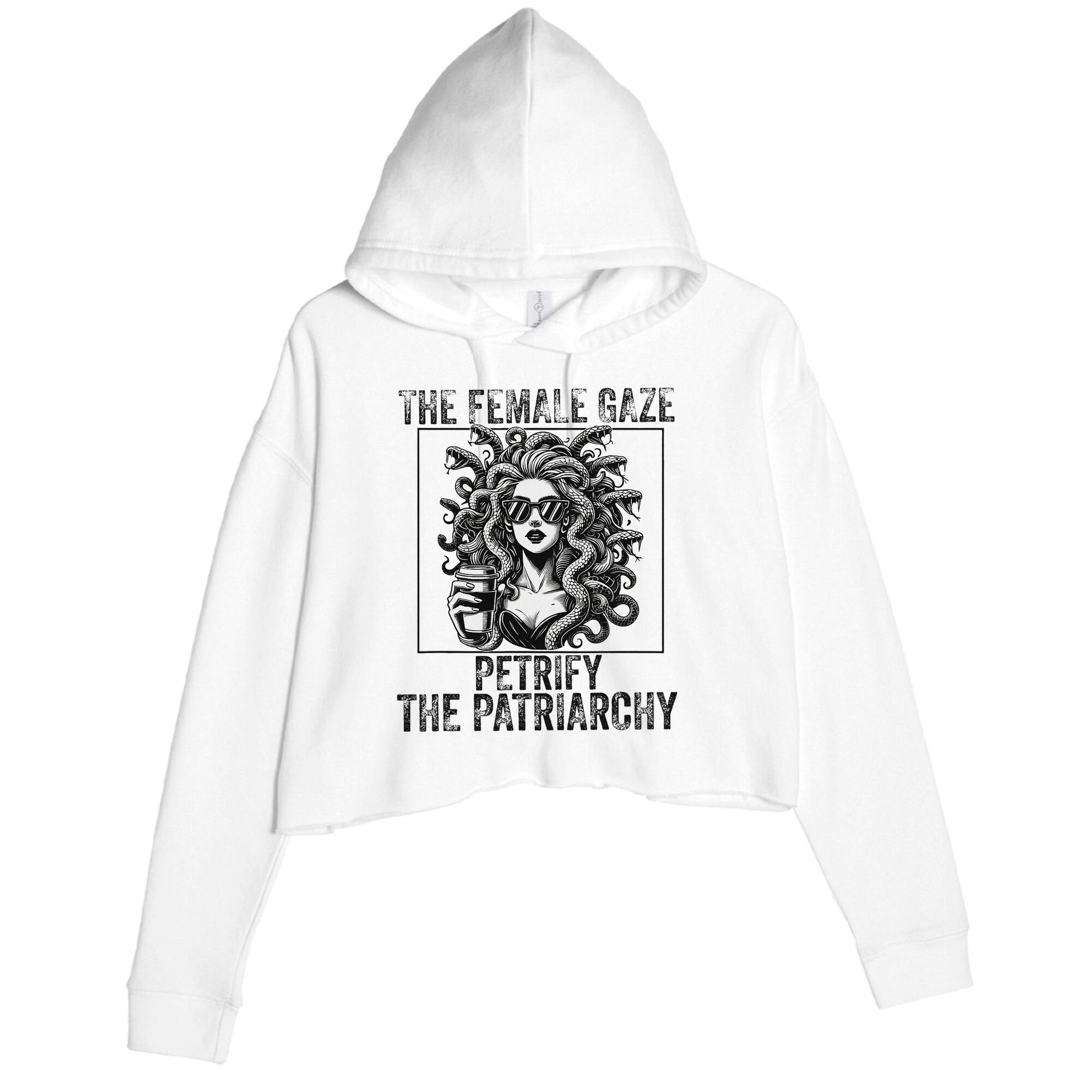 The Female Gaze Petrify The Patriarchy Medusa Feminisit Crop Fleece Hoodie