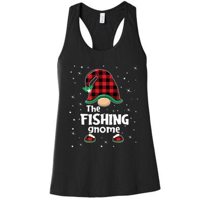 The Fishing Gnome Funny Matching Family Christmas Xmas Holiday Women's Racerback Tank