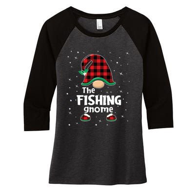 The Fishing Gnome Funny Matching Family Christmas Xmas Holiday Women's Tri-Blend 3/4-Sleeve Raglan Shirt