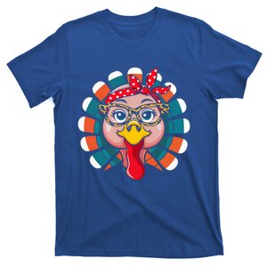 Turkey Face Glasses Leopard Print Thanksgiving Fun Gift T-Shirt